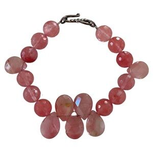 Elegant Light Pink Beaded Stone Jewels Infinity Accent Bracelet
